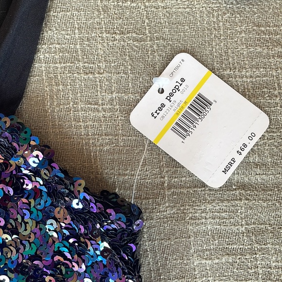 NWT Free People Black Sequin Glitter top - Picture 2 of 4